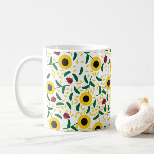 Sunflowers and Ladybugs Pattern Coffee Mug