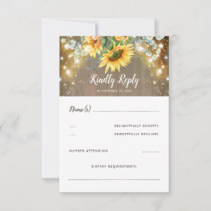 Sunflowers and Lights Rustic Country Wedding RSVP