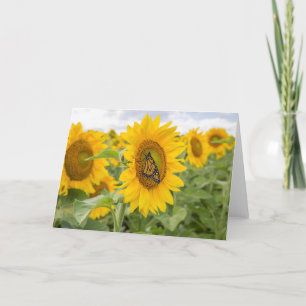 Sunflowers and Monarch Notecard