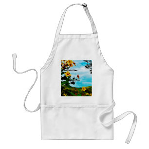 Sunflowers and mountains in Fletcher, Vermont Standard Apron