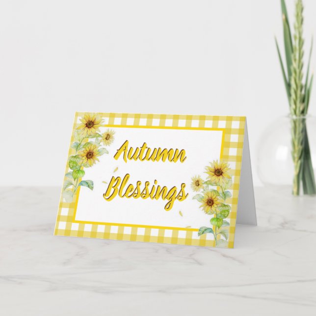 Sunflowers and plaid custom card (Front)