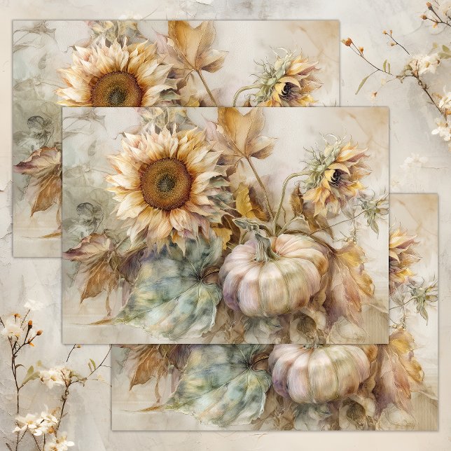 SUNFLOWERS AND PUMPKINS AUTUMN DECOUPAGE TISSUE PAPER (SUNFLOWERS AND PUMPKINS AUTUMN DECOUPAGE TISSUE PAPER)