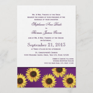 Sunflowers and Purple Country Wedding Invitation