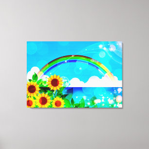 Sunflowers and Rainbow Canvas Print