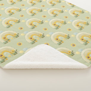 Sunflowers and Rainbows Baby Sherpa Blanket