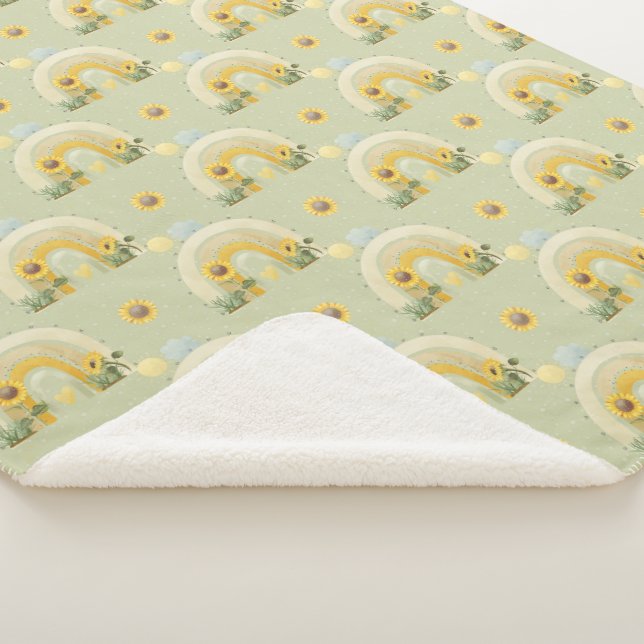 Sunflowers and Rainbows Baby  Sherpa Blanket (3/4)