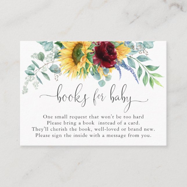 Sunflowers and Roses Books for Baby Enclosure Card (Front)