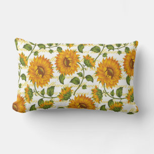 Sunflowers and text lumbar pillow
