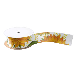 Sunflowers and text satin ribbon