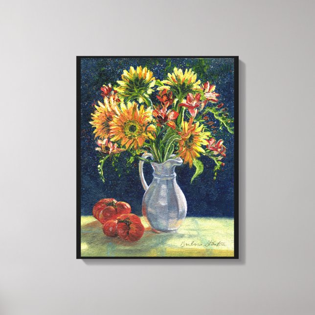 "Sunflowers And Tomatoes" Canvas Print (Front)