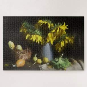 Sunflowers and Vegetable Harvest Old Masters Paint Jigsaw Puzzle