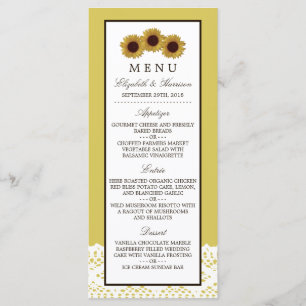 Sunflowers and Vintage Lace Wedding Menu