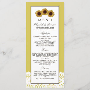 Sunflowers and Vintage Lace Wedding Menu