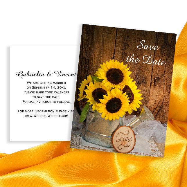 Sunflowers and Watering Can Wedding Save the Date Announcement Postcard (Creator Uploaded)