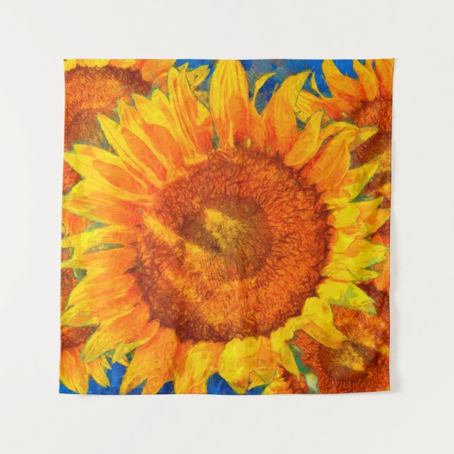 Sunflowers arrangement. Van Gogh style imitation.  Tapestry (Front)
