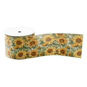 Sunflowers Art Pattern Design  Grosgrain Ribbon