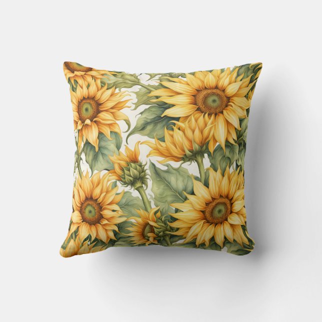 Sunflowers Art Pattern Design  Throw Pillow (Back)