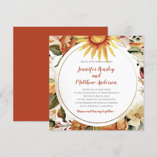 Sunflowers Autumn Fall Floral Wedding Invitation