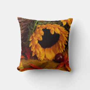 "Sunflowers Autumn Flowers" Fall Throw Pillow