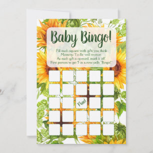 Sunflowers Baby Bingo Shower Game Invitation