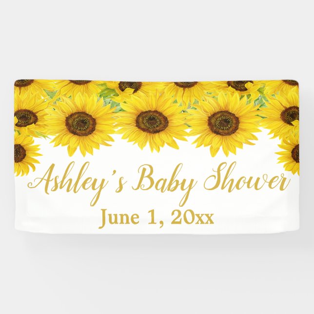Sunflowers Baby Shower Backdrop Boho Floral Prop Banner (Horizontal)