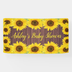 Sunflowers Baby Shower Backdrop Rustic Wood Prop Banner