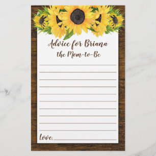 Sunflowers Baby Shower Games Advice and Wishes