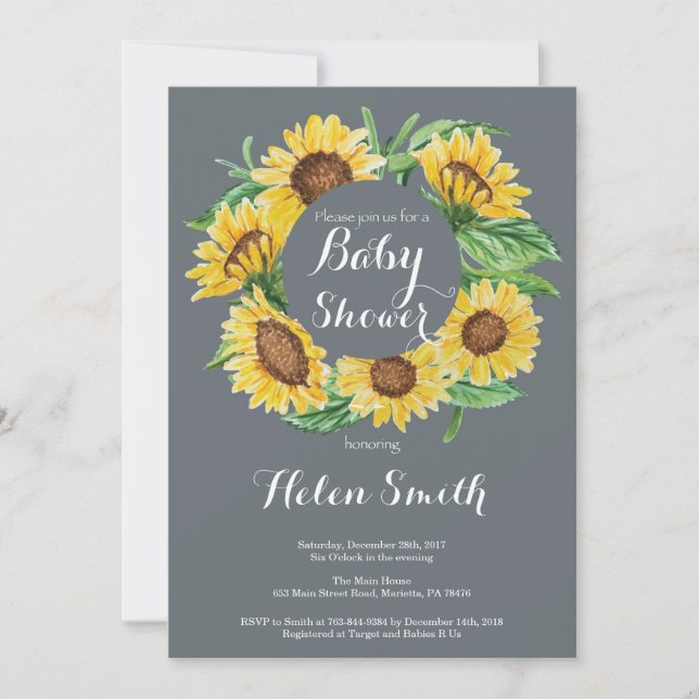 Sunflowers Baby Shower Invitation (Front)