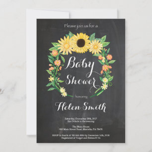 Sunflowers Baby Shower Invitation Chalkboard