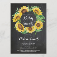 Sunflowers Baby Shower Invitation Chalkboard