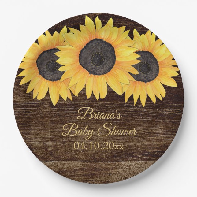 Sunflowers Baby Shower Paper Plate (Front)