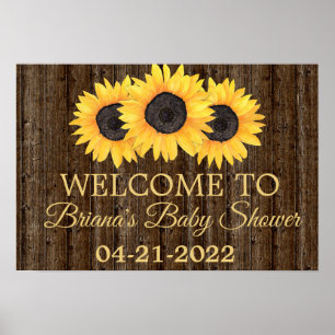 Sunflowers Baby Shower Rustic Wood Welcome Sign