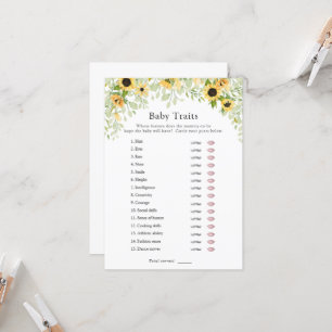 Sunflowers Baby Traits Shower Game Invitation