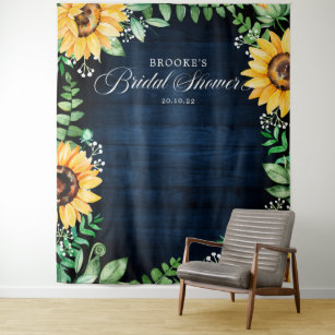 Sunflowers Baby's Breath bridal shower backdrop Tapestry