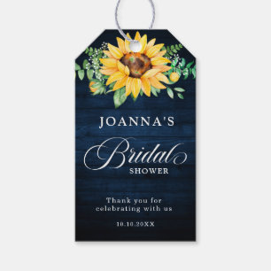 Sunflowers Baby's Breath Navy Blue Bridal Shower  Gift Tags
