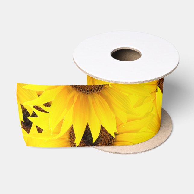 Sunflowers background satin ribbon (Spool)