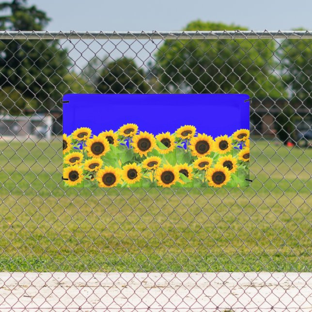 Sunflowers Banners Ukraine Flag Colours Support (Insitu)