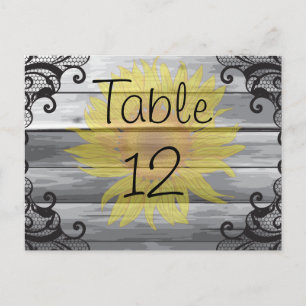 Sunflowers Barn Wood and Black Lace Postcard