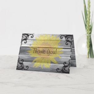 Sunflowers Barn Wood Collection Carte de remerciem