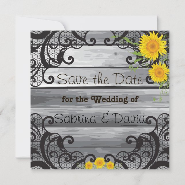 Sunflowers Barn Wood Collection Save the Date (Front)