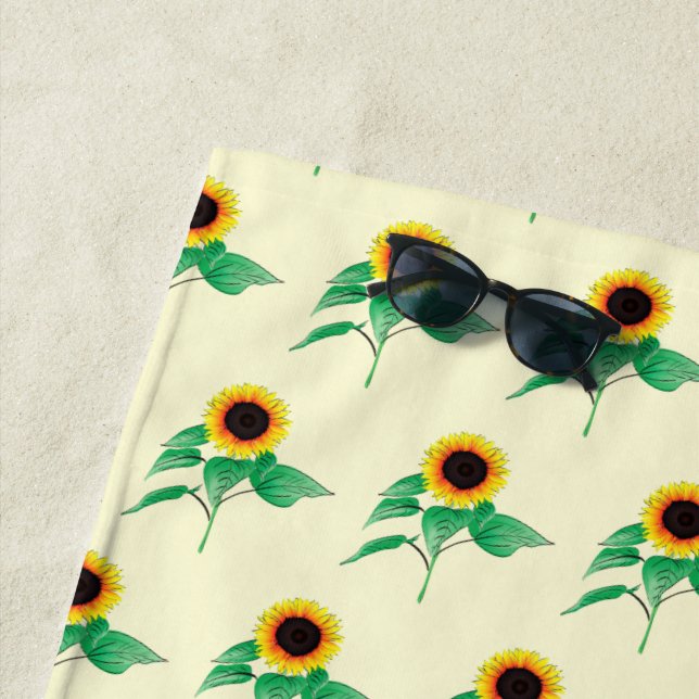 Sunflowers Beach Towel - Custom Colours (In Situ)