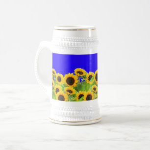 Sunflowers Beer Stein Ukrainian Flag Colours