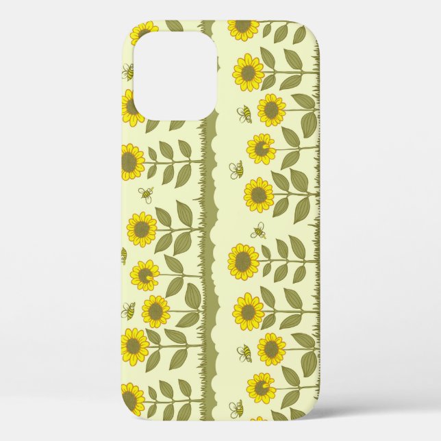 Sunflowers, bees, cute seamless pattern. Case-Mate iPhone case (Back)