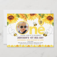 Sunflowers Bees Hearts Bee-Day Photo 1st Birthday