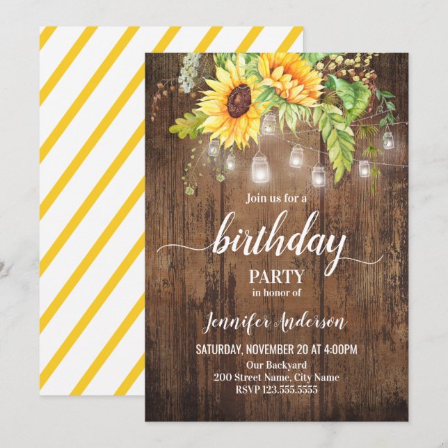Sunflowers Birthday Invitation (Front/Back)