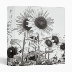 Sunflowers Black and White Fine Art Photo Album Binder