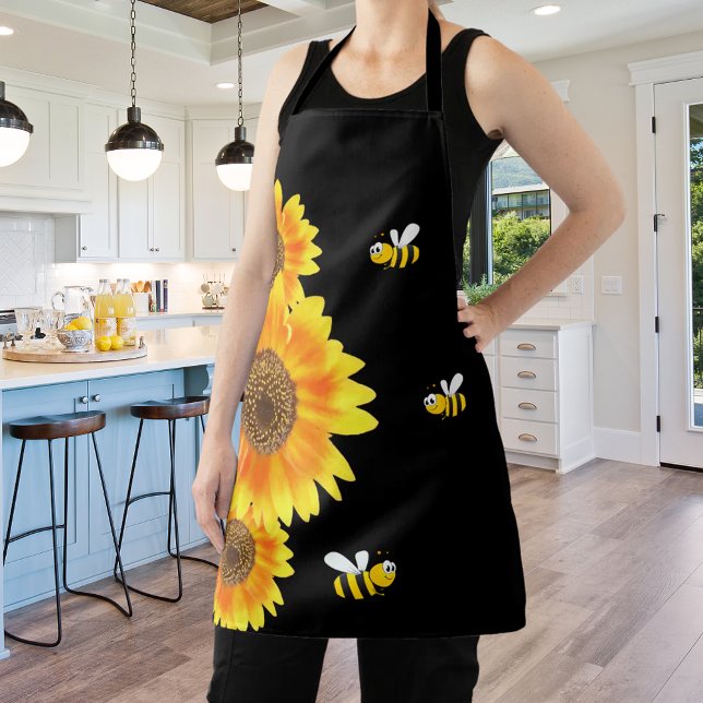 Sunflowers black bees apron (Creator Uploaded)