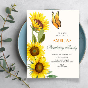 Sunflowers bloom birthday invitation