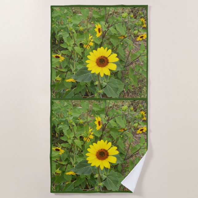 Sunflowers Blowing In The Wind, Beach Towel (Front)