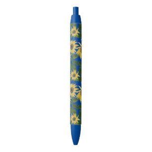 Sunflowers  Blue by Julia Morrill Black Ink Pen